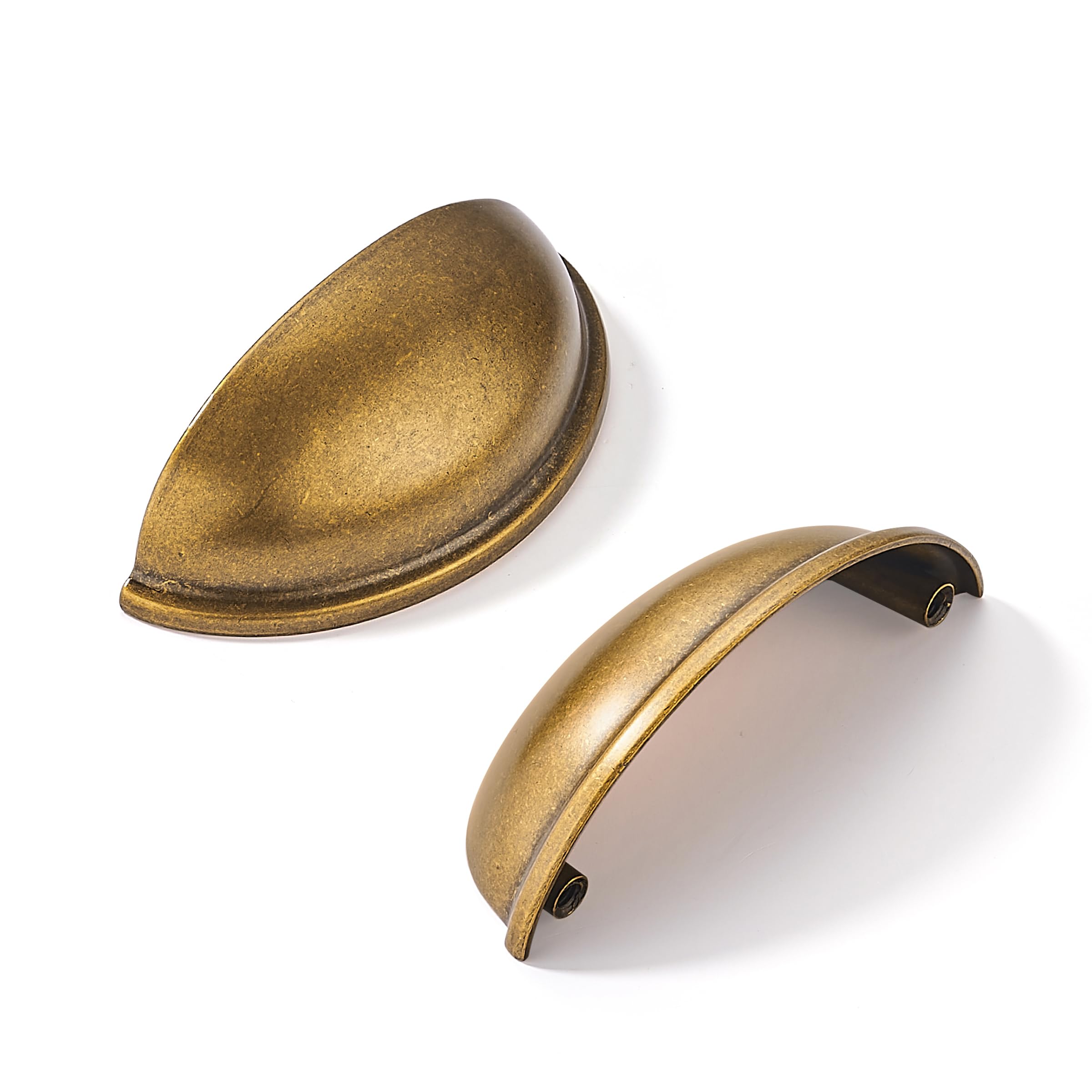 Photo 1 of khtumeware 6 Pack 3" Antique Brass Drawer Pulls Cabinet Cup Pulls Vintage Kitchen Hardware Cabinet Handles Drawer Handles Knobs 3 inch Hole Center