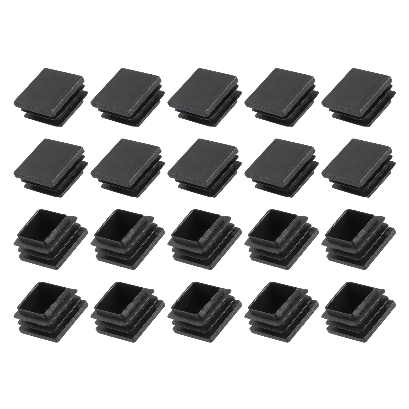 METALLIXITY Square Tube End Cap(22 x 22mm) 50Pcs, Plastic Plugs Insert End Caps Pipe Cap Cover Threaded End Blanking Caps Protector - for Square Tube Fence Furniture Table Chair Legs, Black
