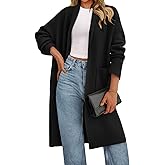 PRETTYGARDEN Long Sleeve Lapel Open Front Cardigan Sweaters for Women Trendy 2026 Oversized Spring Sweater Long Ladies Coats
