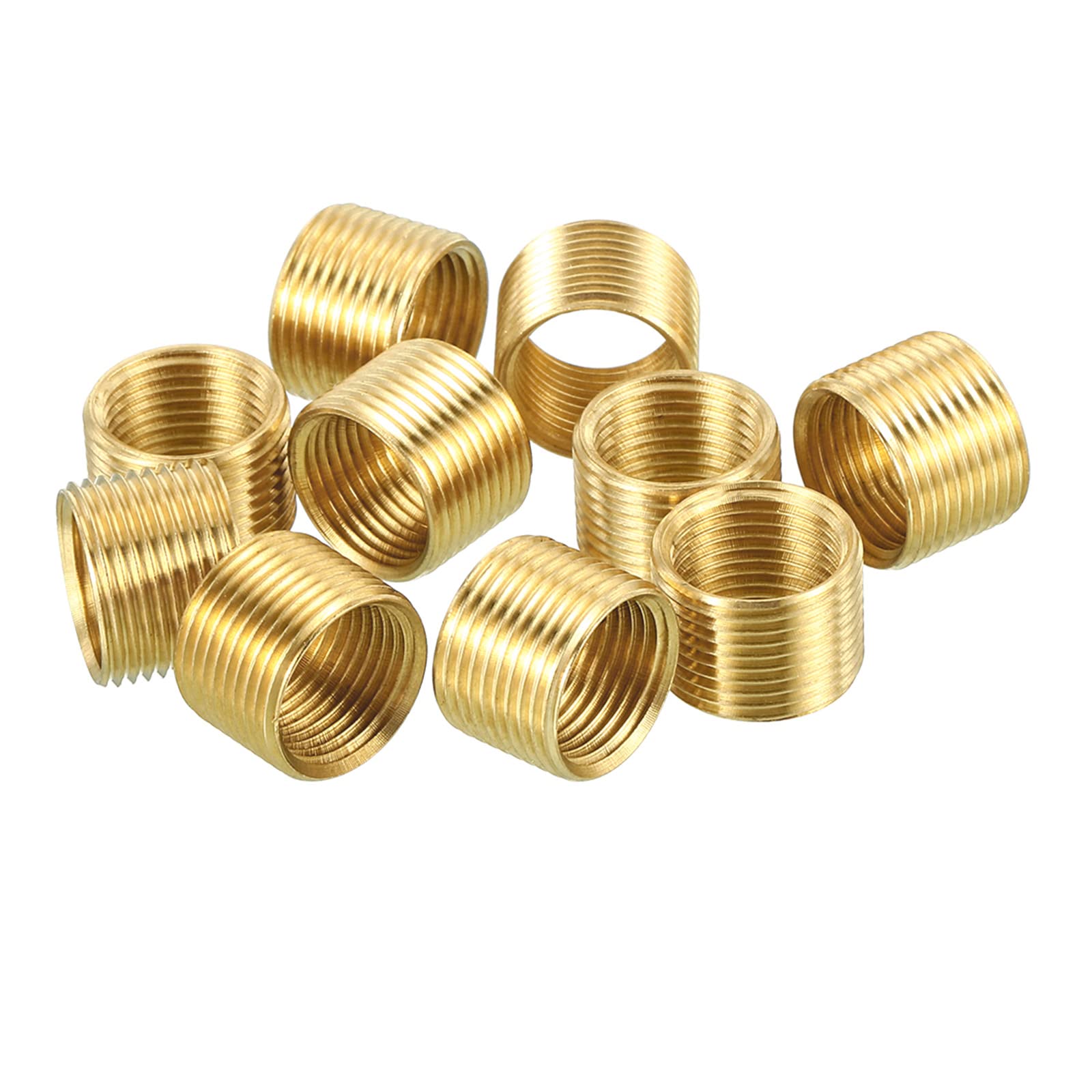 PATIKIL M14 to M12 Fine Thread Adapter Reducer Thread Reducing Nuts Insert, 10 Pack 10mm Threaded Hollow Tube Adapter Brass Coupler Connector Pipe Fitting
