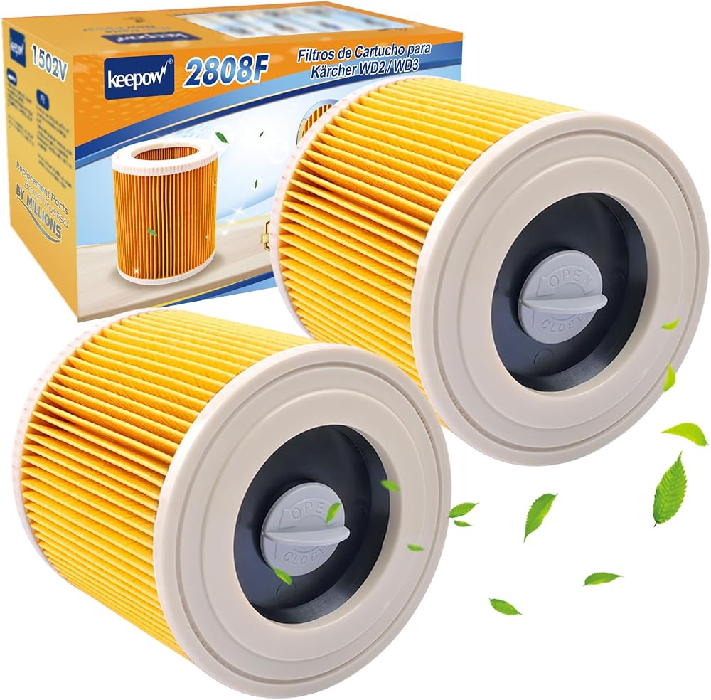 KEEPOW Filters for Kärcher WD2 WD3 MV2 MV3 Vacuum, 2 Pack 6.414-552.0
