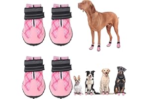 BEAUTYZOO Dog Boots Waterproof Dog Shoes for Small Medium Dogs, Anti-Slip Outdoor Dog Booties Paw Protector for for Hot Pavement Winter Snow Hiking with Reflective Straps 4PCS