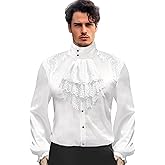 Mr.sequin Mens Pirate Vampire Shirt Renaissance Victorian Medieval Gothic Shirt