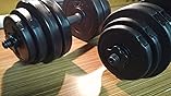 Physionics® Set Manubri - 30 kg o 40 kg, 25 mm, Barra in Acciaio o Plastica, 4 Fermadischi - Dumbbell, Palestra, Body Building (30kg (Barra d'acciaio Rivestita di Plastica