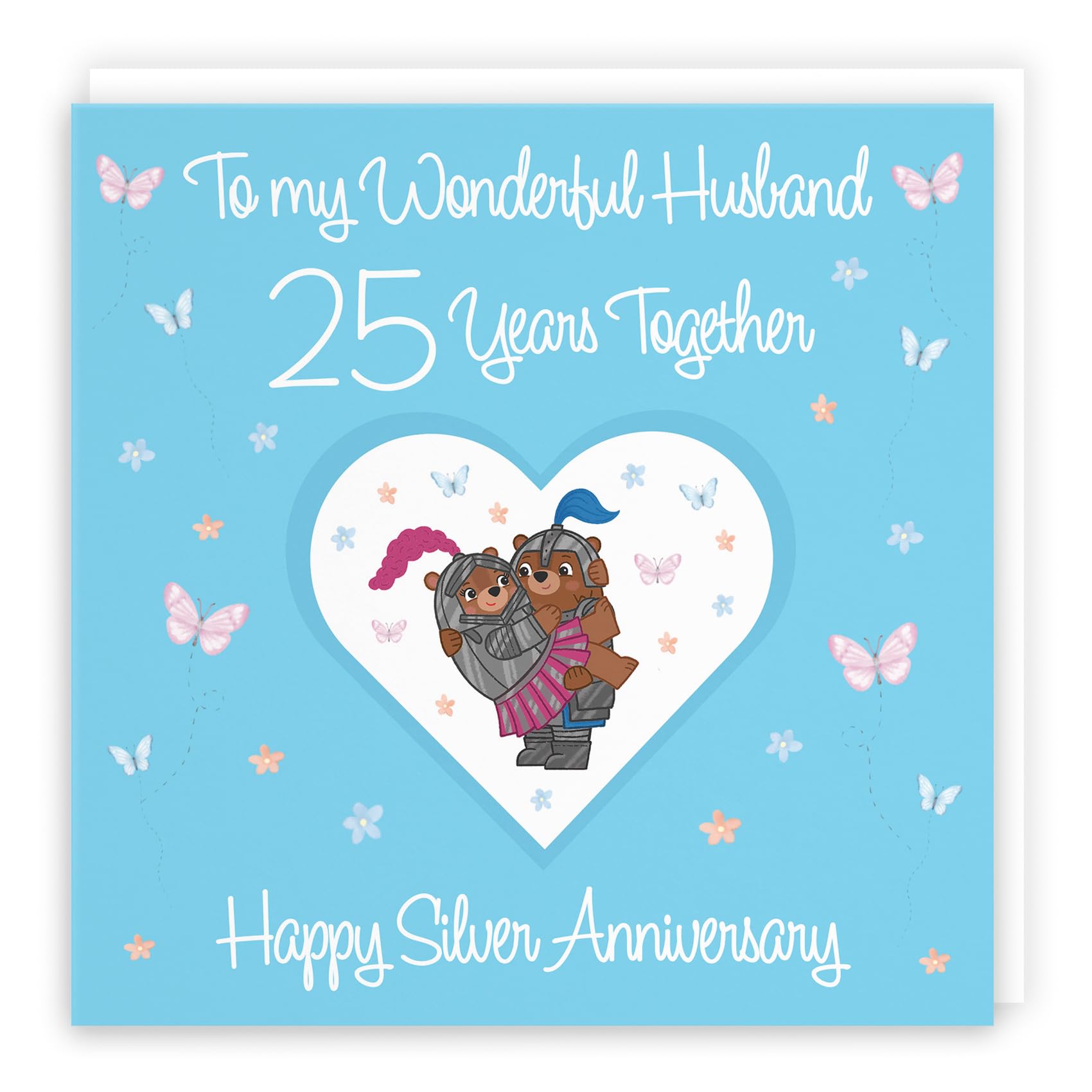 Hunts England - Husband 25th Anniversary Card - 25 Years - Silver Anniversary - Romantic Meadows - Fun Card - 25th Anniversary Card For Husband — image 1