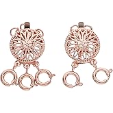 2Pcs Necklace Layered Clasp: 3 Strands Rose Gold Jewelry Spacers Separator - Bracelet Clasps Connectors for Multi Layer Bracelet, Jewelry, Crafts, Rose Gold