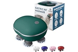 WHISKER WONDERS Scalp Massager Pet-Friendly Silicone Massage Brush - Soothing Head, Scalp and Body Scrubber for Pets - Cat Face Electric Sratchers - Gentle Grooming Tool for Ultimate Relaxation (Green)
