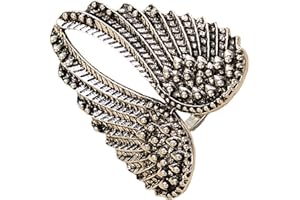 fxwtich Silver Color Angel Wing Rings Women Rings Silver Color Wear Resistant Alloy Angel Wing Metal Rings for Party Finger R