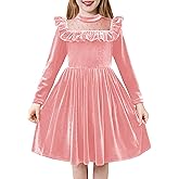 Arshiner Toddler Girls Christmas Dress Long Sleeve Velvet Dresses Princess Birthday Party Gown with Pockets 2-6 Years