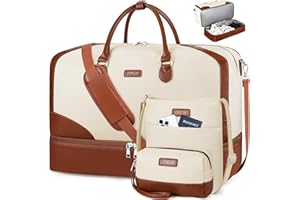 ITIEZY Weekender Bag for Women, Travel Duffel Bag Carry On Overnight Bag with Shoe Compartment Large Nylon Travel Weekend Tote Bag