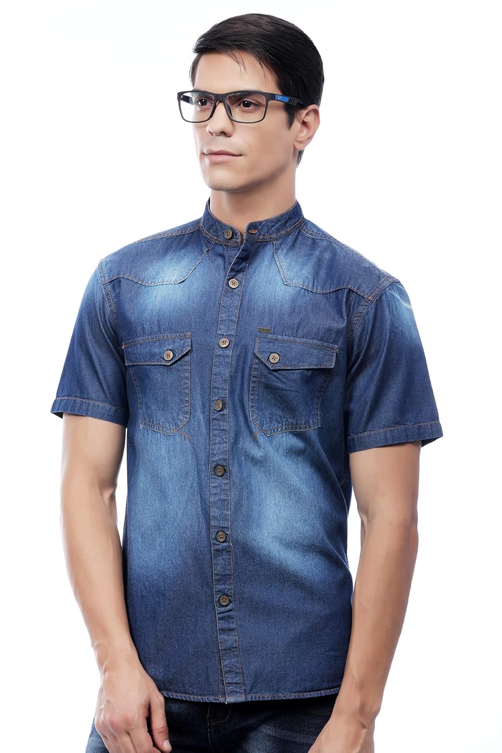 blue denim half sleeve shirt