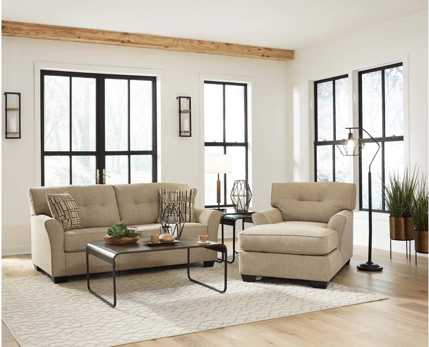 Signature Design by Ashley - Larzeny Occasional 3-Piece Table Set - Coffee Table and 2 Nesting End Tables, Brown/Black: Furniture & Decor