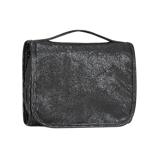 Charmix Travel Toiletry Bag for Women,Hanging Travel Toiletry Bag with Jewelry Organizer Compartment,Makeup Bag, Waterproof and Dirt Resistant, Travel Essentials, Medium,Bright Black