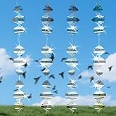 Stainless Steel Bird Deterrents for Outside, Woodpecker Deterrent for House, 3D Wind Spinners Outdoor Decor 12 Pcs Highly Reflective Bird Scare Devices to Keep Birds Away from House, Patio, Orchards