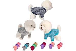 MOIRIG Dog Sweater, Dog Sweaters for Small Dogs, 2, 3 Pack Warm Soft Pet Clothes for Puppy, Medium Large Cat, Dogs Girl or Boy, Dog Shirt for Winter Christmas (Grey+Navy+Blue, XX-Small)