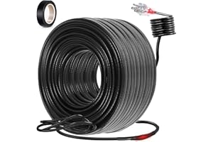 WUFOTY Heat Tape for Water Pipes,Heating Cable for Pipe Freeze Protection,Water Pipe Insulation/Roof Snow De-Icing, Deicing Heating Cable,Self Regulating Temperature with Mounting Buckle,120V 8W/ft(50FT)
