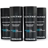 SURETHIK Hair Thickening Fibers Value Pack 4 x 30g BLACK | 4 bottles of keratin hair building fibers for fine or thinning hair, natural scalp coverage, everyday use, value pack