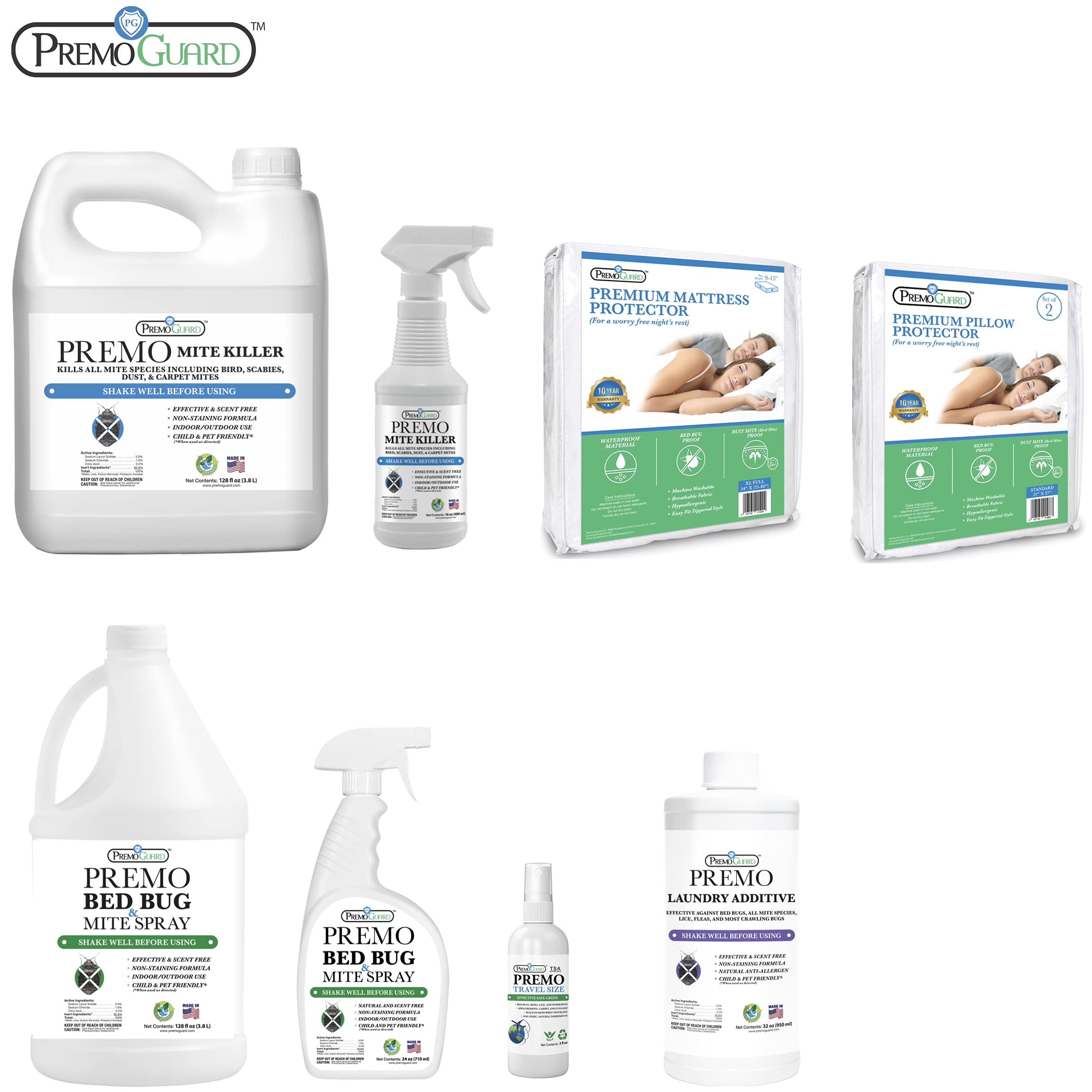 Premo Guard Bed Bug & Mite Laundry Detergent Additive 32 oz – Child & Pet Friendly – Stain & Odor Free – Best Natural Non-Toxin Treatment