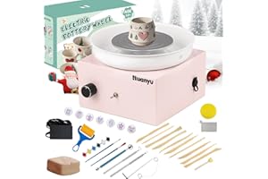 Huanyu Mini Pottery Wheel for Adults 4in Electric Small Ceramic Wheel Machine at Home DIY 24W Power Motor 28PCS Clay Tools Box for Teens Beginners