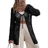 SHEWIN Crochet Cardigans for Women Lightweight Tie Front Sweater Hollow Out Summer Beach Cardigans for Women 2026
