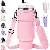 AceTreker Water Bottle Carrier Bag with Strap for Stanley 40/30 oz Tumbler Neoprene Insulated Cup Holder Sleeve with Phone Pocket & Straw Cover for Stanley Cup Accessories