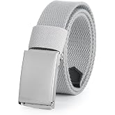 AWAYTR Boys Canvas Golf Belts - Adjustable Web Youth Belt for Kids | Trim-To-Fit, Silver Flip-Top Buckle, Fit Kids &amp; Teens Ages 3-15 for Casual Jeans