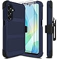 Leptech for Samsung Galaxy A16 5G Case with 2 Pack Tempered Glass Screen Protector, [Holster Series] Belt Clip Hard Tough Heavy Duty Rugged Shockproof Protective Cell Phone Case (Dark Blue)
