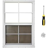 Hryan 18"x23" Shed Window for Chicken Coop, Playhouse and Mobihome | White Windows for Exterior Sheds, Mobile Home, Garage and Green House