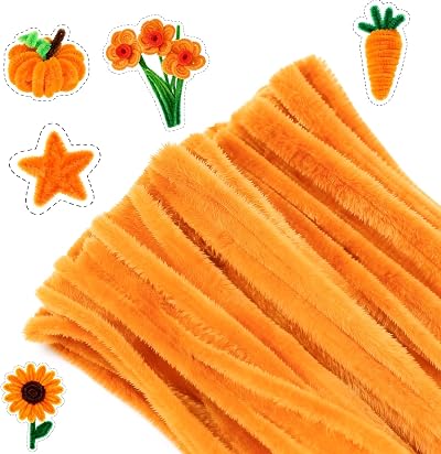 G2PLUS 100Pcs Orange Pipe Cleaners 30cm 6mm Craft DIY Easter