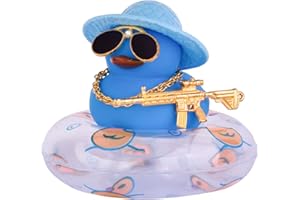 MuMyer Car Rubber Duck Ornament Colorful Duck Car Dashboard Decorations with Mini Hat Necklace Sunglasses and Cool Accessory for Car Dashboard(C1)