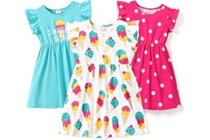 PATPAT Toddler Girl's Ruffle Sleeve Sleeveless Dress Sets Pack of 2/3 Floral Casual Summer Dresses Set 2-6 Years