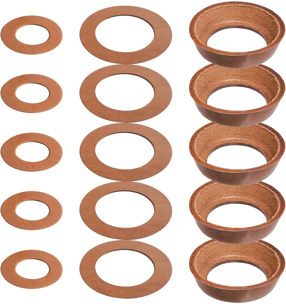 QENETY 5Pcs Leather Piston Sleeves for Handle Pump Garden Hand Pump Replacement