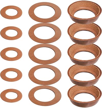 QENETY 5Pcs Leather Piston Sleeves for Handle Pump Garden Hand Pump Replacement
