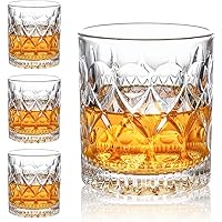 Whiskey Glasses Set of 4, Aoeoe 11 OZ Old Fashioned Glasses, Bourbon Glasses, Premium Scotch Glasses, Rocks Glasses…