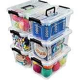 EOENVIVS 7 QT Clear Storage Bins with Lids, 6 Pack, Stackable Storage Boxes | See-through Storage Containers with lids and handles for crafts, classroom supplies, toys, office and closet organization