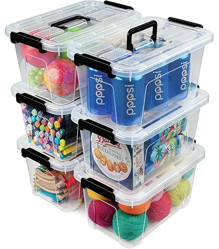Amazon.com - Utiao Clear Plastic Bin with Lid, 6 Quart Latching