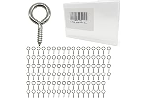 Allkeen 100 PCS 304 Stainless Steel Screw Eyes Hooks, 0.67 Inch Eyes Screw Hooks, Rust-Resistant Self Tapping Eyelet Bolts for Wood, Indoor & Outdoor for Hanging Artwork