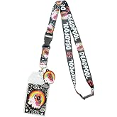 Bioworld Marvel Deadpool Chibi Lanyard ID Holder With Unicorn And Rainbow Rubber Charm Pendant And Collectible Sticker