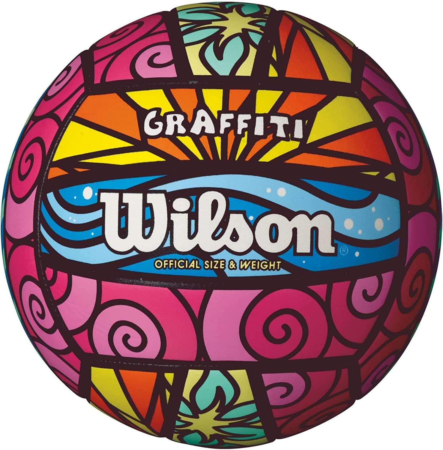 Wilson Graffiti Volleyball- Pink/Blue/Yellow : Sports & Outdoors