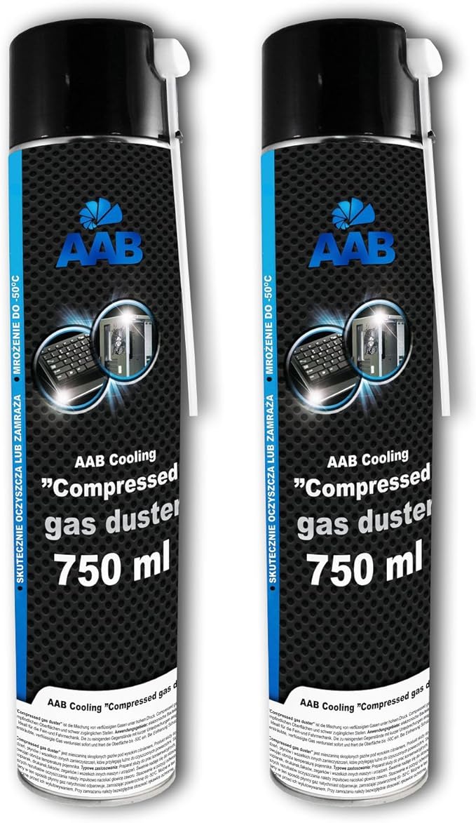 2 x AAB Compressed Gas Duster 750ml Computer Duster Can for Cleaning
