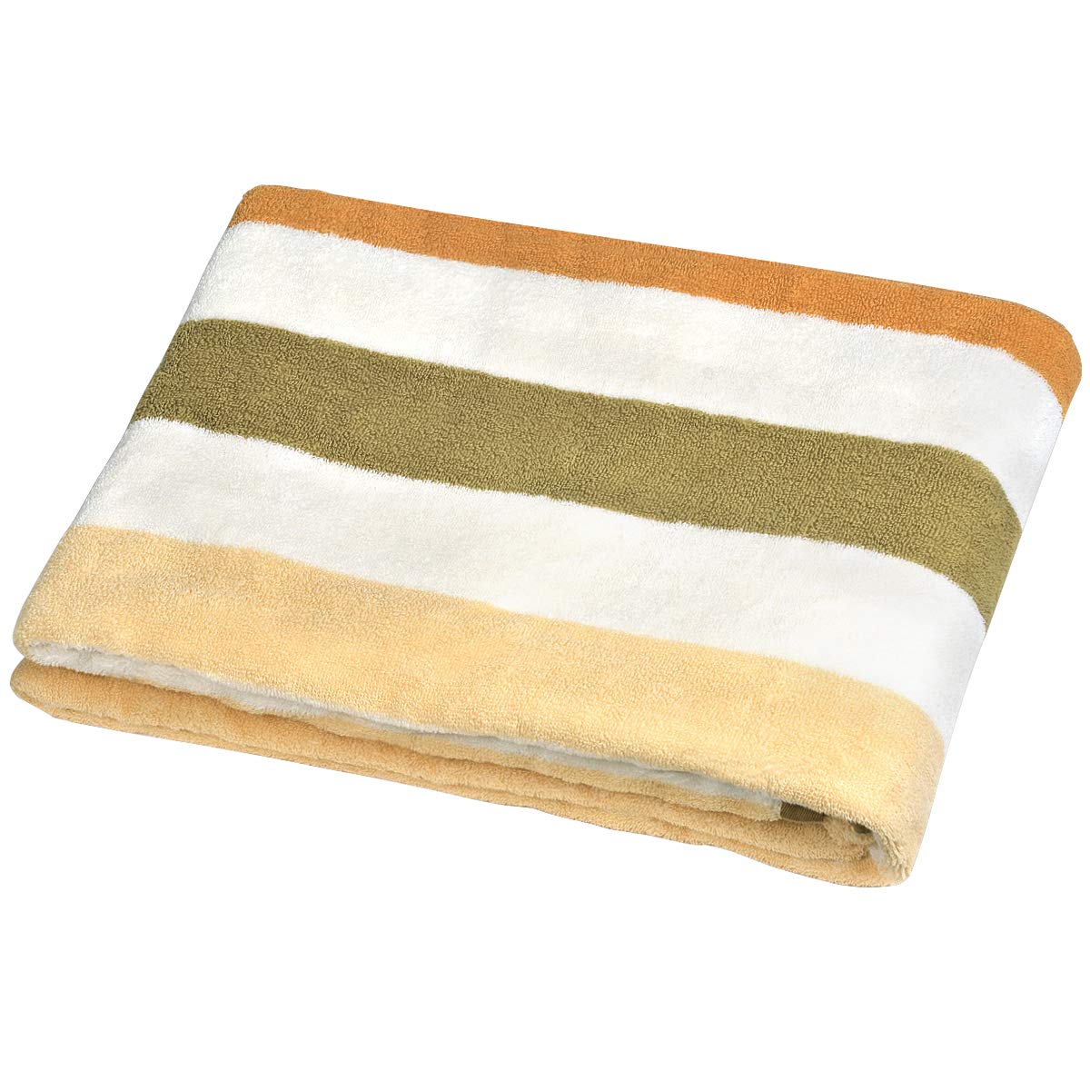 LYH Beach Towel Luxury 100% Cotton Pool Towel, Super Soft XXL Large Size 70x35in Classic Stripe, for Indoors Outdoors, Yellow+White