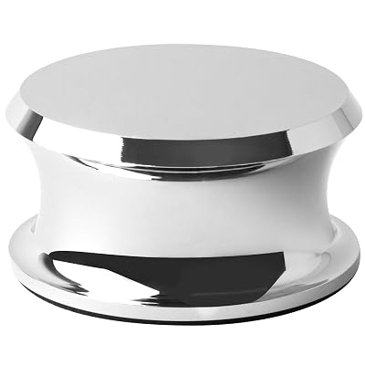 Hudson Hi-Fi BigBen Record Weight Stabilizer with Protective Leather Pad - 13-Ounce Vinyl Turntable Weight - Durable & Stylish LP Stabilizer - Fits on Any Turntable - Chrome