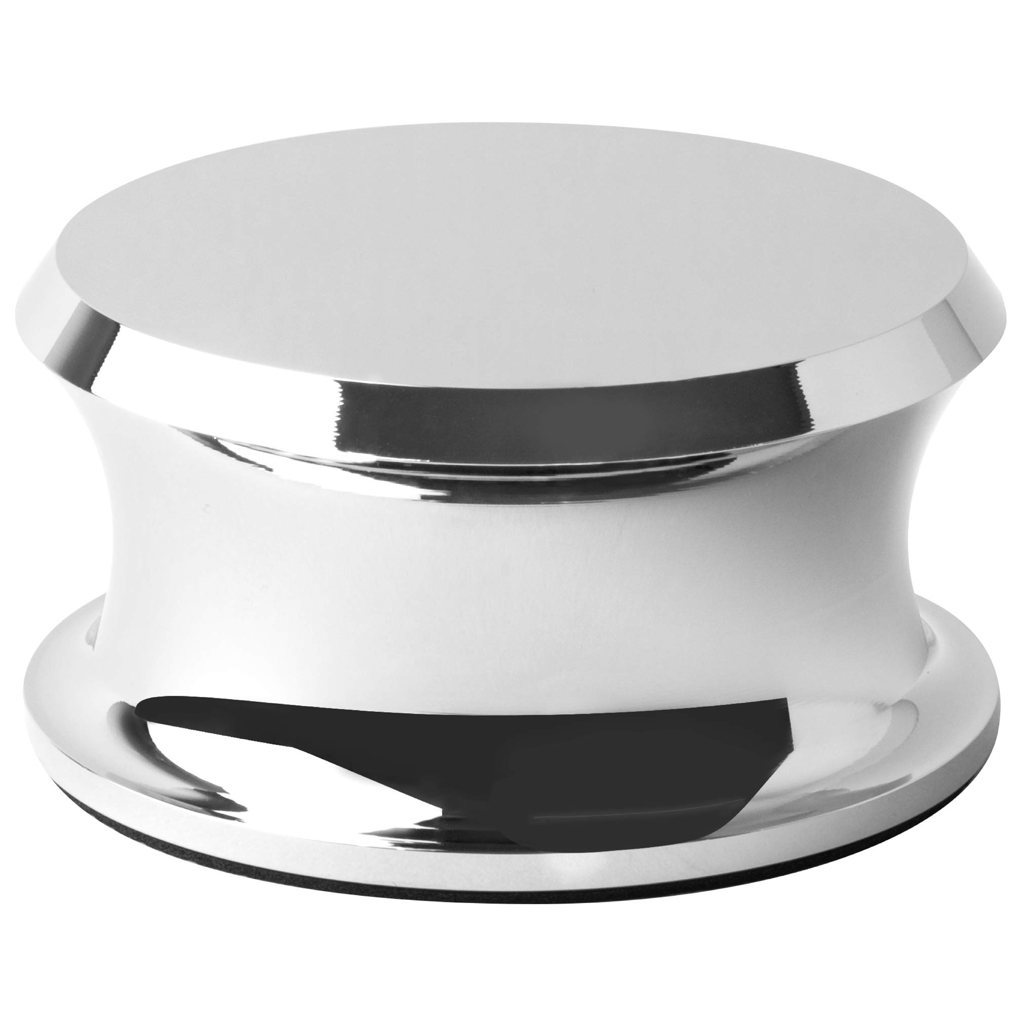 Hudson Hi-Fi BigBen Record Weight Stabilizer with Protective Leather Pad - 13-Ounce Vinyl Turntable Weight - Durable & Stylish LP Stabilizer - Fits on Any Turntable - Chrome