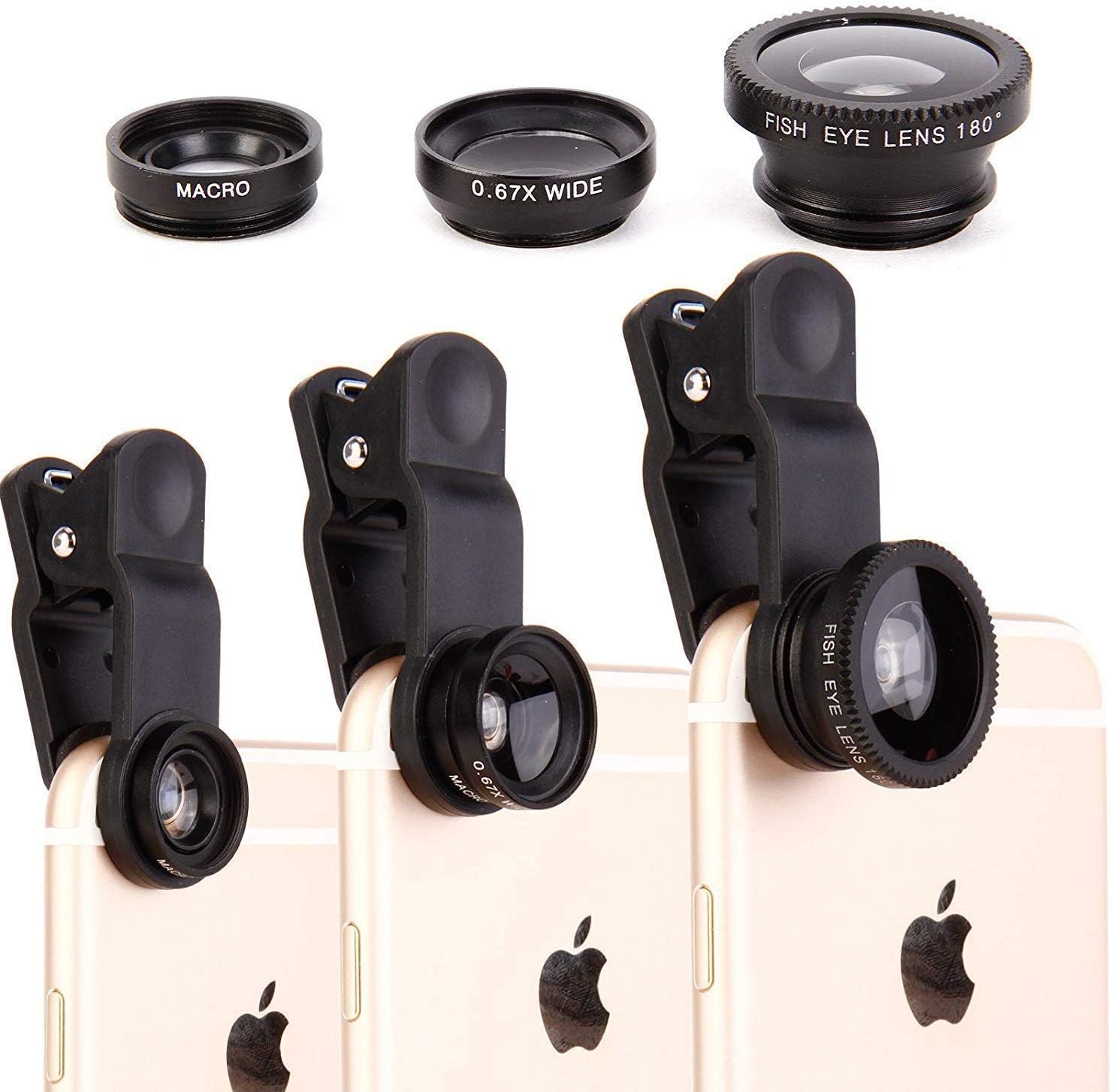 Success Stationery 3 in1 Macro Wide Angle Fish-Eye Lens Kit for iPhone and Android Mobiles with Clip Holder