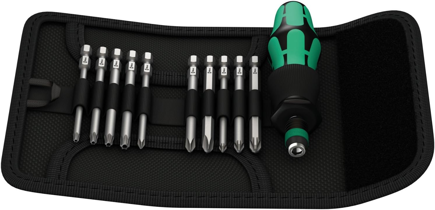 Wera Kraftform Komapkt 41 Bitholding Screwdriver Set, with bits in pouch, PH/PZ/TXBO, 11PC, 05059299001, Multi-colour, 1/4" x 10 mm