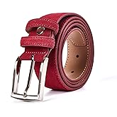 Ximraood Genuine Suede Leather Belt for Men, 1 3/8" Wide Dress Casual & Golf Belt