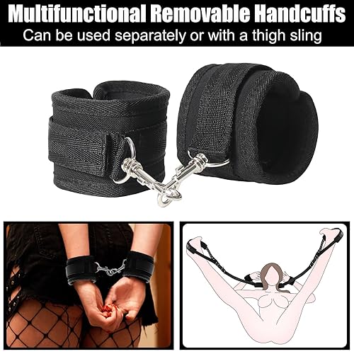 Sex Bondage BDSM Kit, Bed Restraints Thigh Sling Spreader Straps Neck to  Thigh/Ankle Restraint Bondage Submissive Gear, Open Leg Straps SM Game  Kinky Sex Toys for Women Couples Beginner (Black) in Saudi