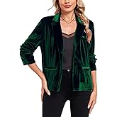MINTLIMIT Womens Velvet Blazer Long Sleeve Notched Lapel Button Jackets Vintage Blazers Jacket with Pockets