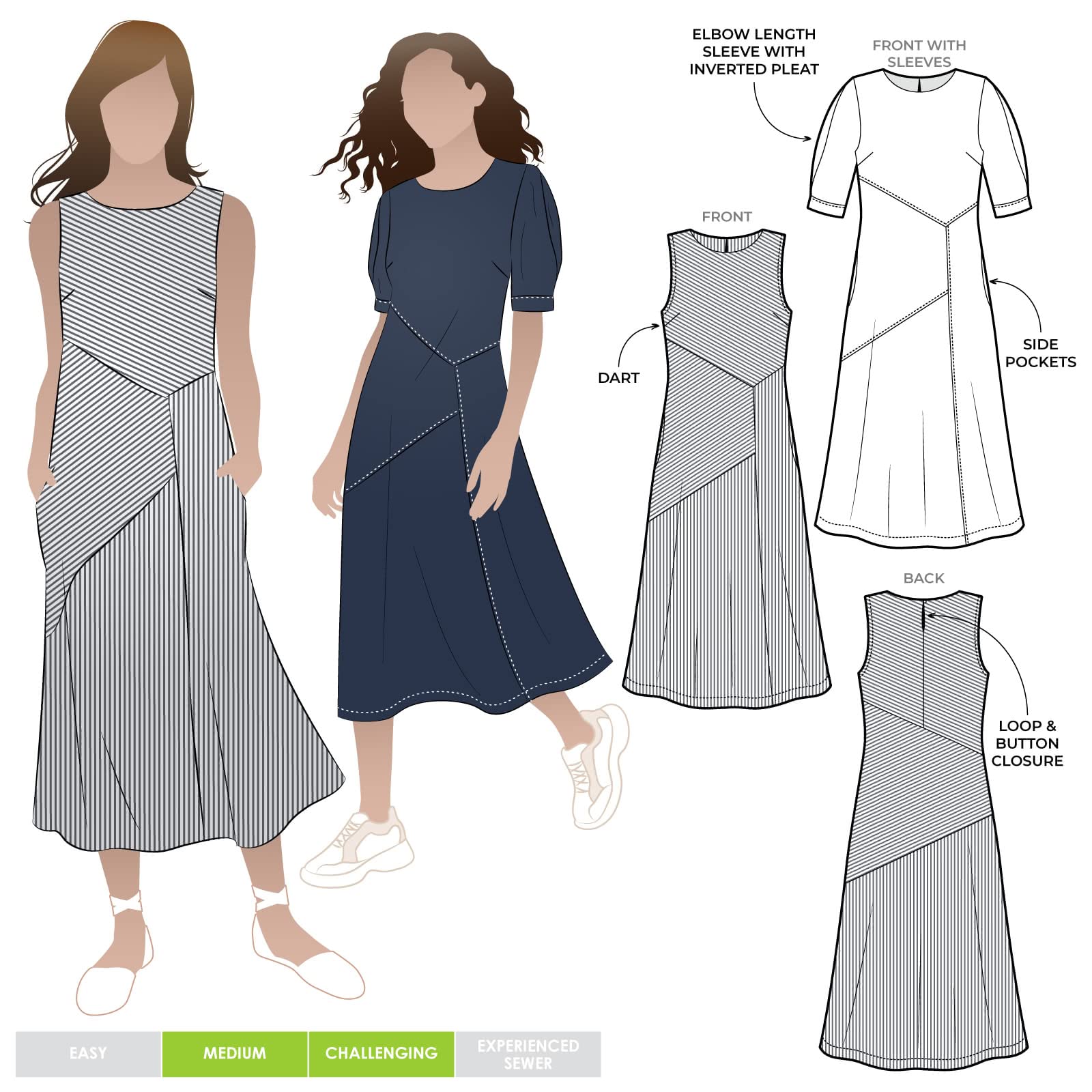 Style Arc Sewing Pattern - Yvette Woven Dress (Sizes 18-30)