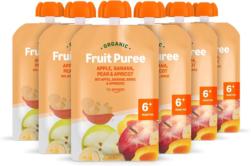 Mama Bear Organic Fruit Pouch Apple Banana Pear Apricot Puree 6x90g